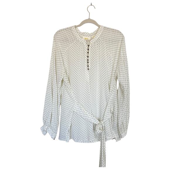 ANTHROPOLOGIE Maeve Lucy Polka Dot Blouse Cream Black Plus Size 16 - Picture 2 of 9